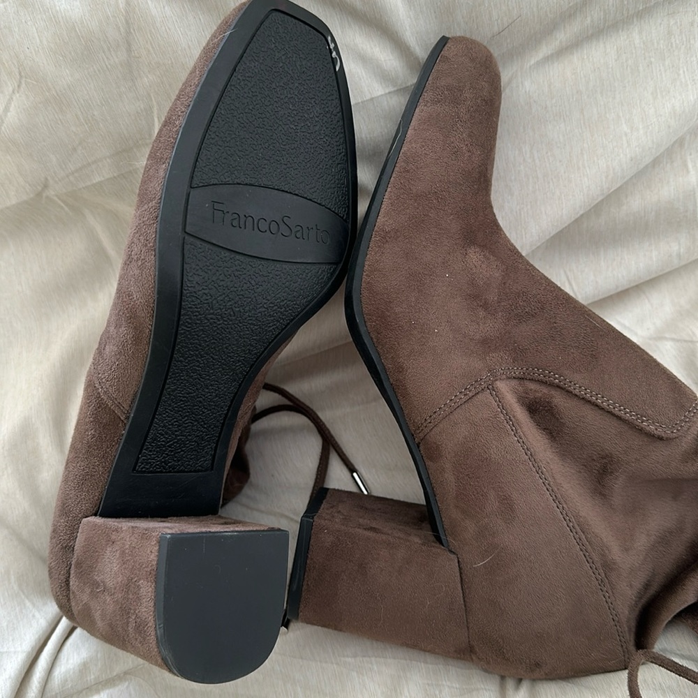 Franco Sarto Pisces Suede Booties, Taupe, Sz 9.5, NWOB - Picture 6 of 8